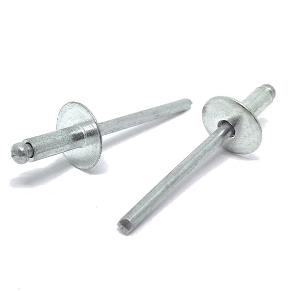 Boltsandnuts.Com 1/8in Dia 1/16in-1/8in 42 Grip - Oversized Head Blind Rivets Steel/Steel Mandrel Zinc, 4000PK OHBRSZ/42-4000 - main